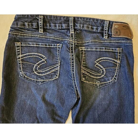 Silver Jeans Co Berkley Womens 31x34 Blue Thick White Stitching Lowrise - Picture 6 of 14